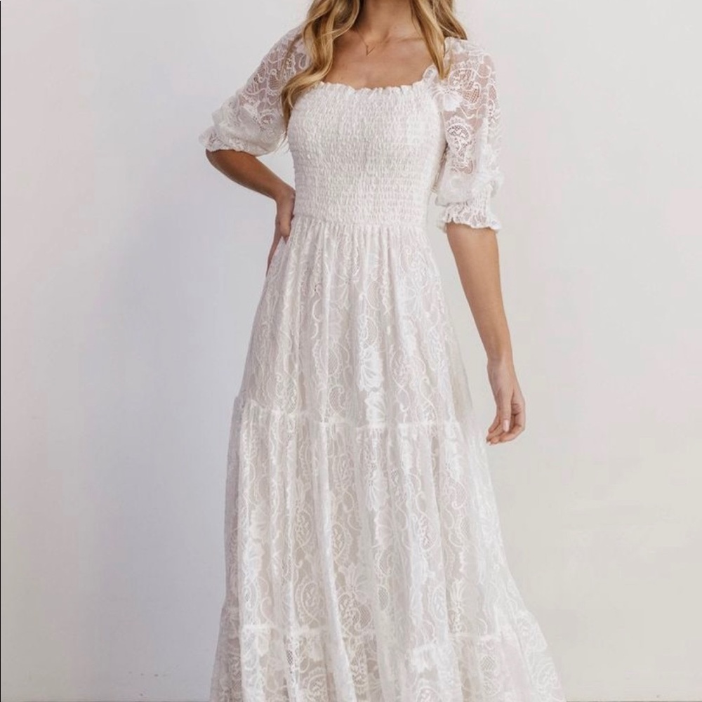 Smocked lace maxi dress by Baltic Born, size M